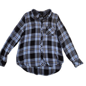 Rails Womens Hunter Plaid Shirt Long Sleeve Size L Blue Gorpcore Soft Stretch